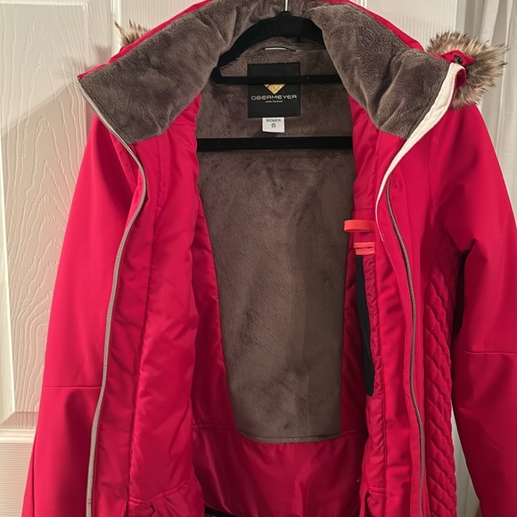 Winter/Ski OBERMEYER SIREN FAUX FUR JACKET WOMEN'S. RED/SIZE 6 - Picture 5 of 10